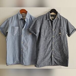 2x JACK&JONES sz M button up shirts Denim Jean Tops Medium
